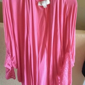 Beautiful open duster with cuffed crocheting